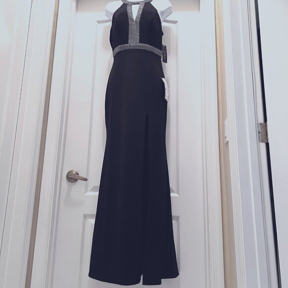 City Studio Long Maxi Black & Silver Formal Dr.-NWT-Sz 3-Shine-Prom-Dance-Cruise - Picture 2 of 16